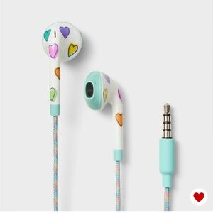 Roller Rabbit x Target Disco Hearts Wave Wired Headphones White/Teal New In Hand